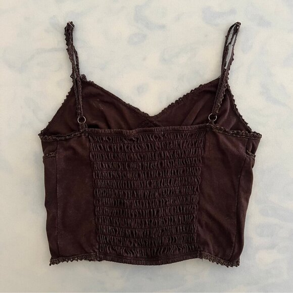 Full Tilt Brown Lace Cropped Tank Top - Picture 2 of 4